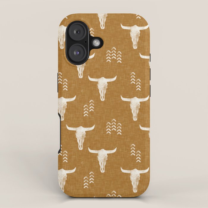 desert skulls - southwest cow skull - gold iPhone Case Gallery Image 1