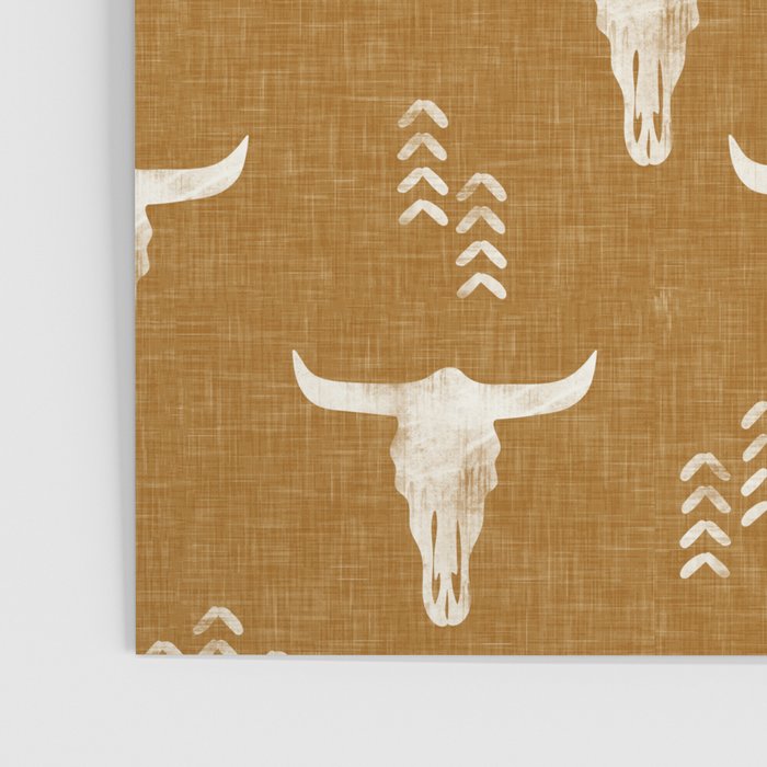 desert skulls - southwest cow skull - gold Poster Gallery Image 3