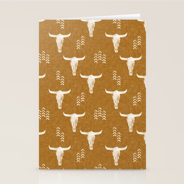 desert skulls - southwest cow skull - gold Stationery Card Gallery Image 1