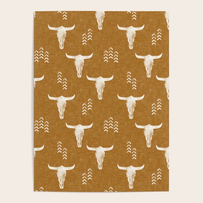 desert skulls - southwest cow skull - gold Poster Gallery Image 4