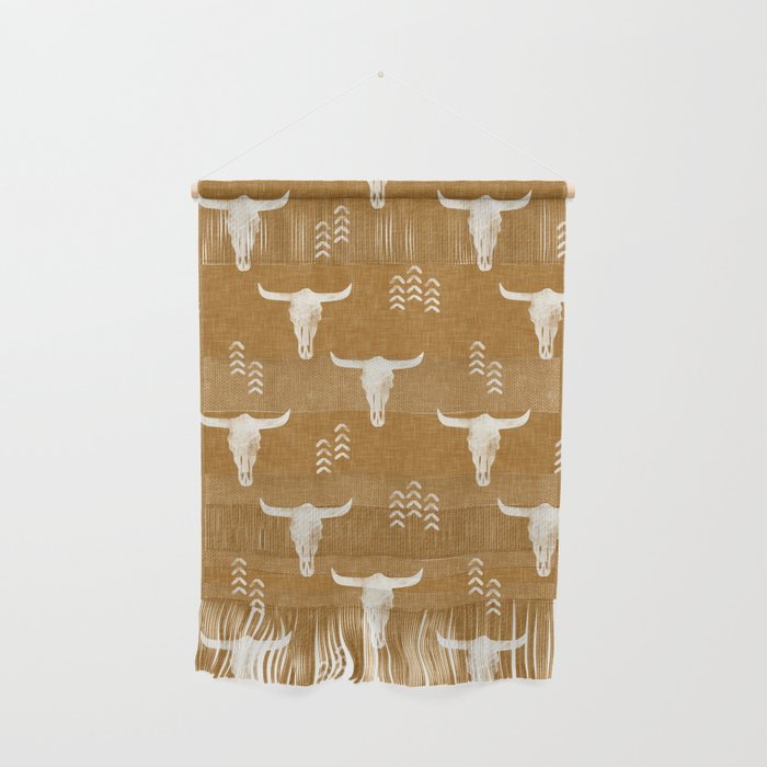 desert skulls - southwest cow skull - gold Wall Hanging Gallery Image 1