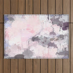 Modern Contemporary soft Pastel Pink Grey Abstract Outdoor Rug Gallery Image 1