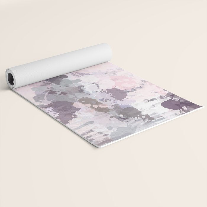 Modern Contemporary soft Pastel Pink Grey Abstract Yoga Mat Gallery Image 2
