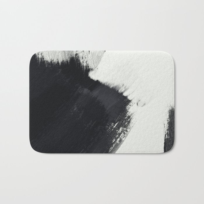 brush stroke black white painted II Bath Mat Gallery Image 1