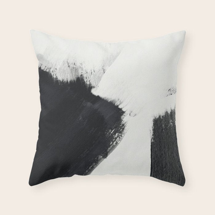 brush stroke black white painted II Throw Pillow Gallery Image 6