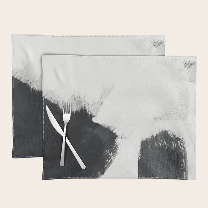 brush stroke black white painted II Placemat Gallery Image 1
