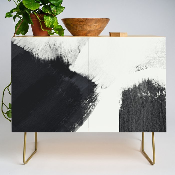 brush stroke black white painted II Credenza Gallery Image 1