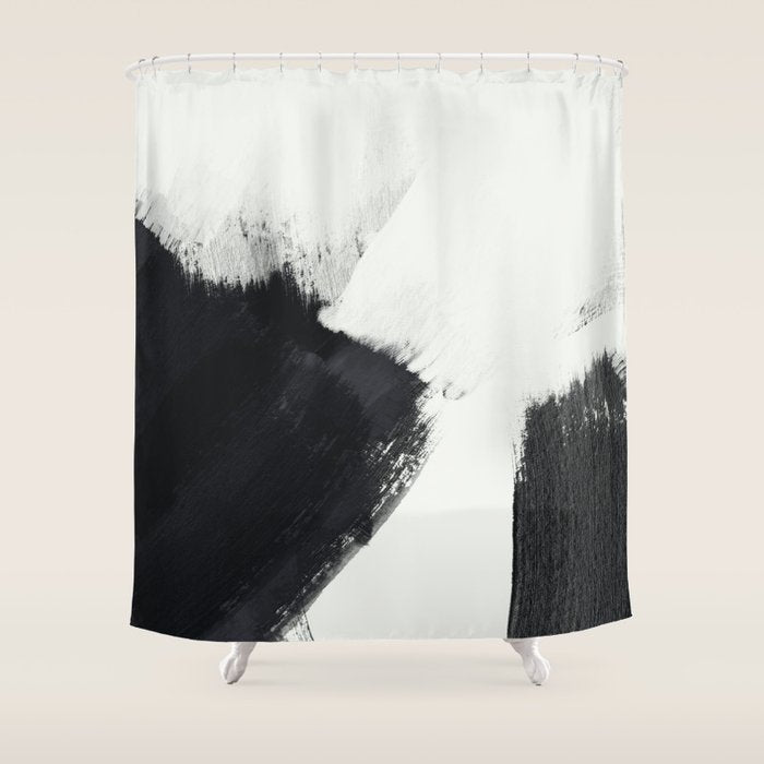 brush stroke black white painted II Shower Curtain Gallery Image 1
