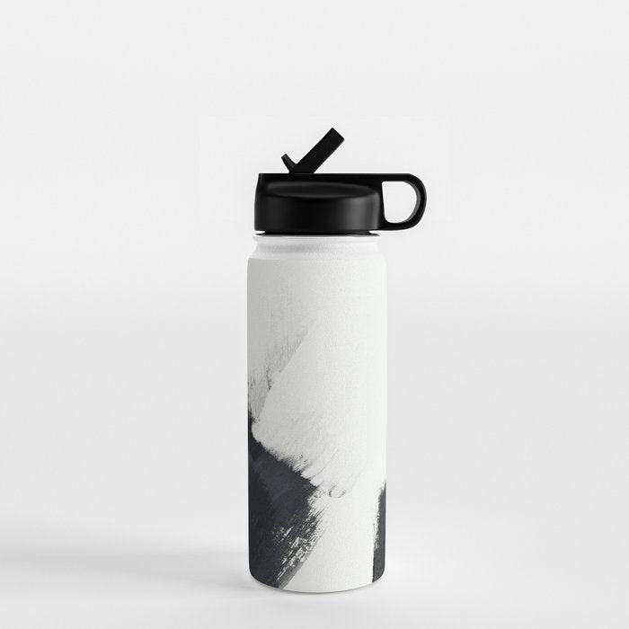 brush stroke black white painted II Water Bottle Gallery Image 1