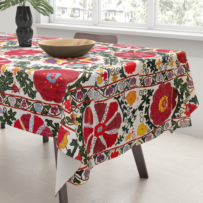 Bukhara Suzani  Antique Embroidery Print Tablecloth Gallery Image 3