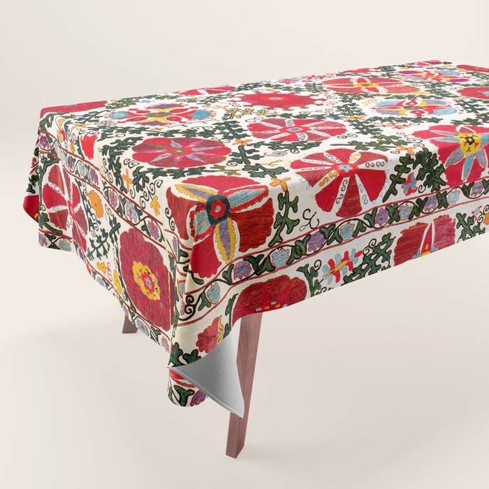 Bukhara Suzani  Antique Embroidery Print Tablecloth Gallery Image 1