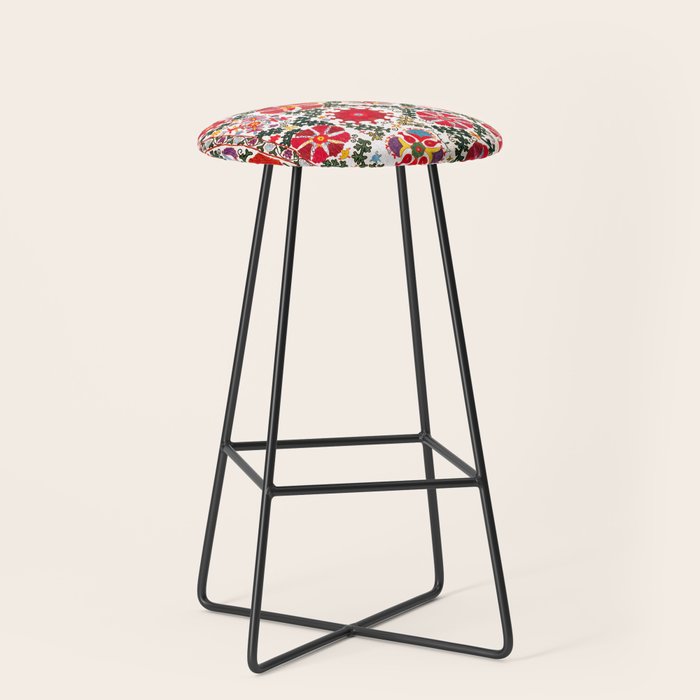 Bukhara Suzani  Antique Embroidery Print Stool Gallery Image 1