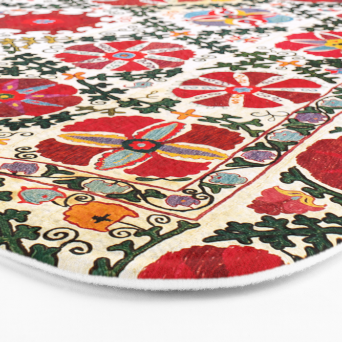Bukhara Suzani  Antique Embroidery Print Bath Mat Gallery Image 3