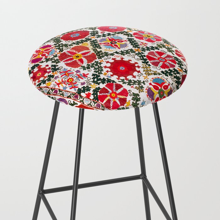 Bukhara Suzani  Antique Embroidery Print Stool Gallery Image 2