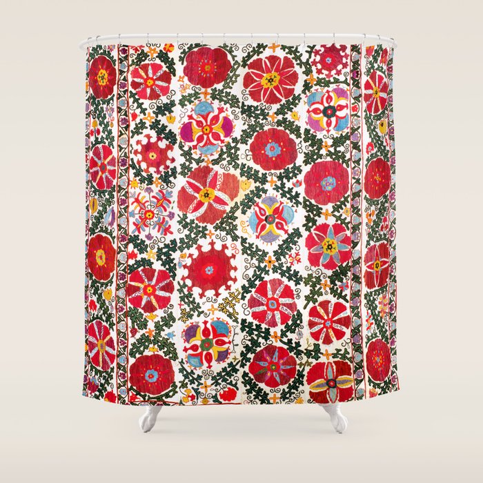 Bukhara Suzani  Antique Embroidery Print Shower Curtain Gallery Image 1