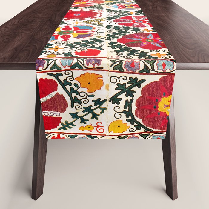 Bukhara Suzani  Antique Embroidery Print Table Runner Gallery Image 1