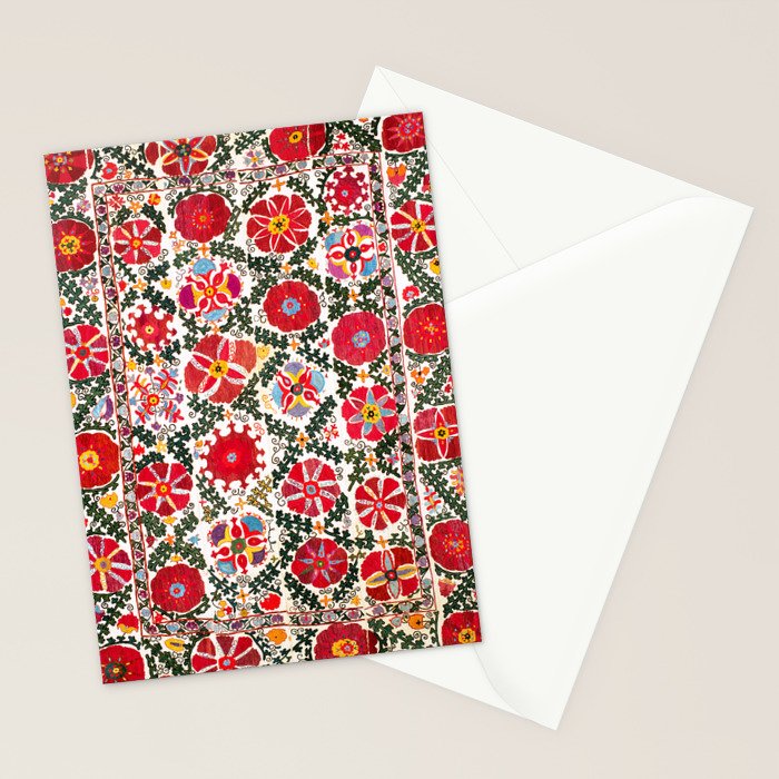 Bukhara Suzani  Antique Embroidery Print Stationery Card Gallery Image 2