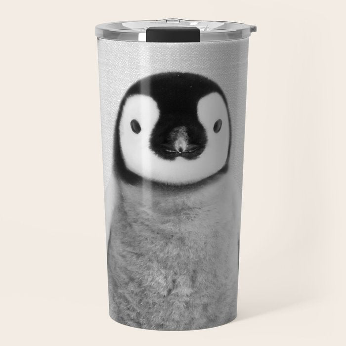 Baby Penguin - Black & White Travel Mug Gallery Image 1