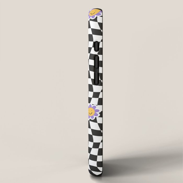 Funny retro cartoon sticker checkered pattern iPhone Case Gallery Image 2