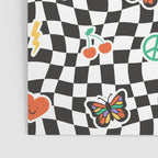 Funny retro cartoon sticker checkered pattern Poster Gallery Image 3