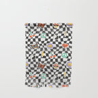 Funny retro cartoon sticker checkered pattern Wall Hanging Gallery Image 1
