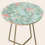Chinoiserie Aqua Green Pastel Fresco Floral Garden Birds Oriental Botanical Side Table Gallery Image 2
