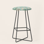 Chinoiserie Aqua Green Pastel Fresco Floral Garden Birds Oriental Botanical Stool Gallery Image 1