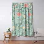 Chinoiserie Aqua Green Pastel Fresco Floral Garden Birds Oriental Botanical Window Curtain Gallery Image 5