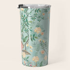 Chinoiserie Aqua Green Pastel Fresco Floral Garden Birds Oriental Botanical Travel Mug Gallery Image 3