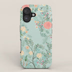 Chinoiserie Aqua Green Pastel Fresco Floral Garden Birds Oriental Botanical iPhone Case Gallery Image 1