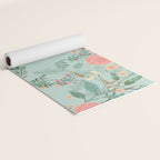 Chinoiserie Aqua Green Pastel Fresco Floral Garden Birds Oriental Botanical Yoga Mat Gallery Image 2