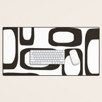 Mid Century Modern Shapes Black And White #society6 #buyart Desk Mat Gallery Image 1