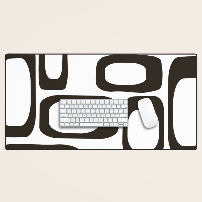 Mid Century Modern Shapes Black And White #society6 #buyart Desk Mat Gallery Image 1