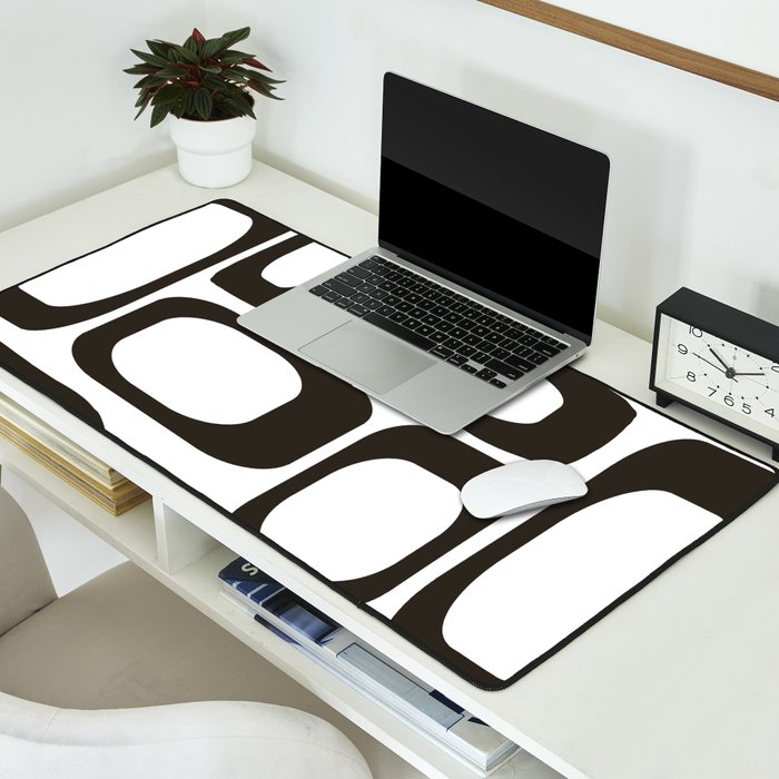 Mid Century Modern Shapes Black And White #society6 #buyart Desk Mat Gallery Image 2