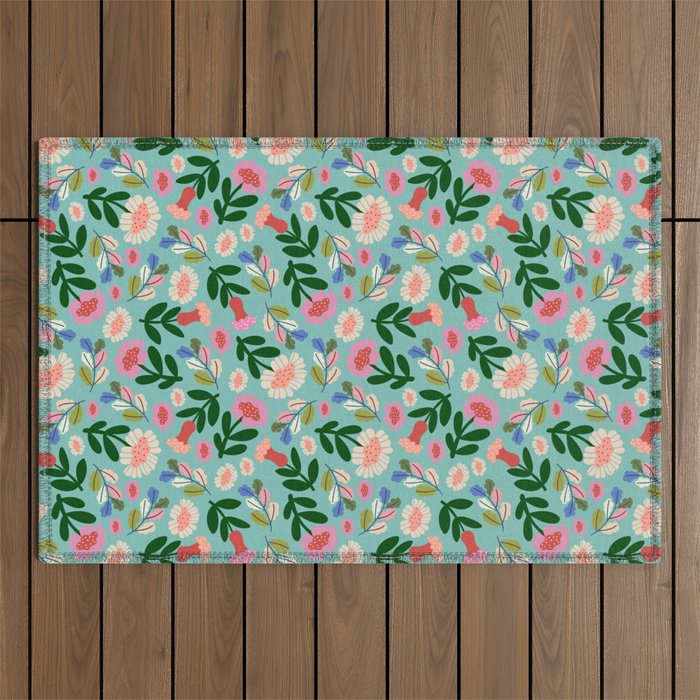 Super Bloom - Bright Floral Pattern Outdoor Rug Gallery Image 1