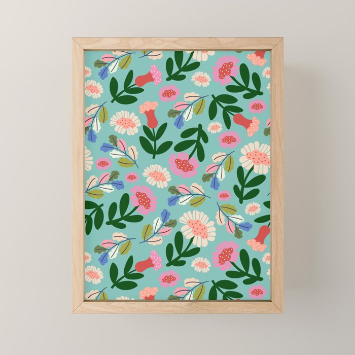 Super Bloom - Bright Floral Pattern Mini Art Print Gallery Image 1