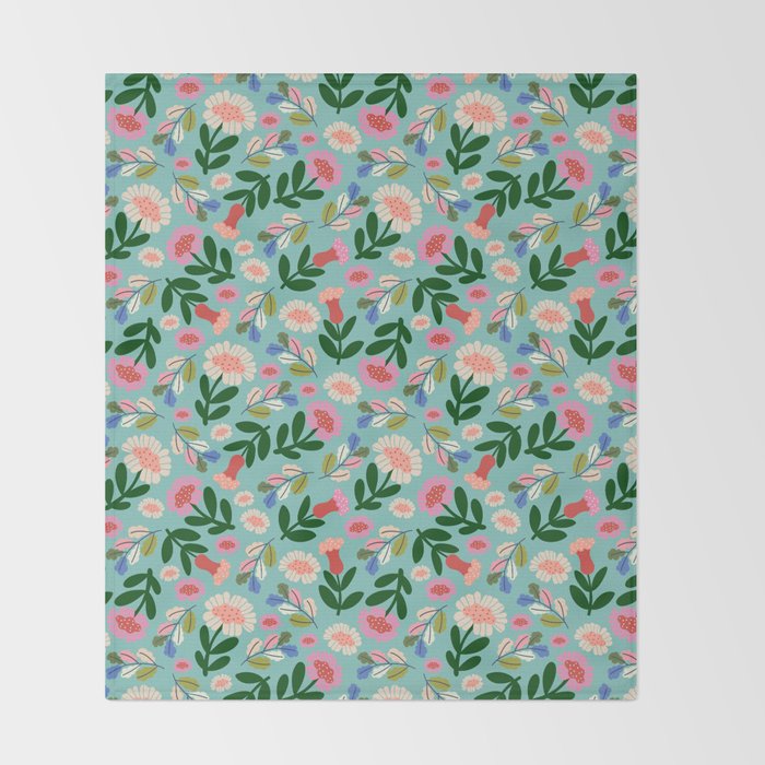 Super Bloom - Bright Floral Pattern Throw Blanket Gallery Image 2