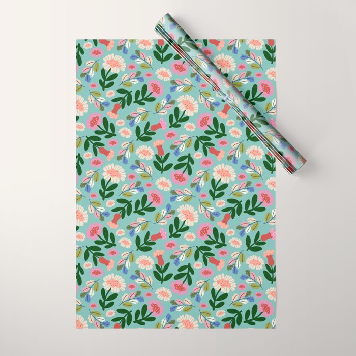 Super Bloom - Bright Floral Pattern Wrapping Paper Gallery Image 1