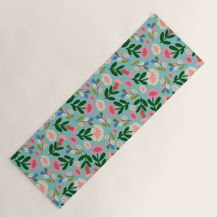 Super Bloom - Bright Floral Pattern Yoga Mat Gallery Image 1