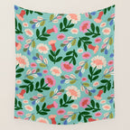 Super Bloom - Bright Floral Pattern Wall Tapestry Gallery Image 4