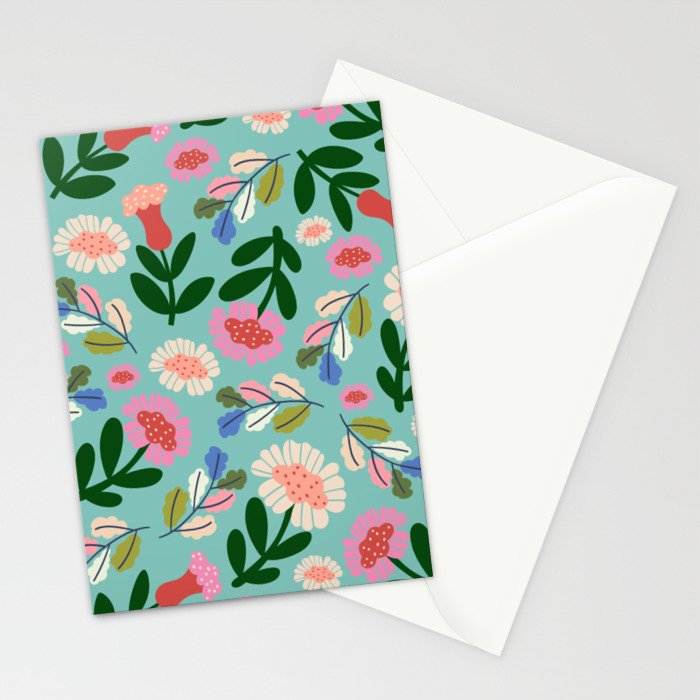 Super Bloom - Bright Floral Pattern Stationery Card Gallery Image 2