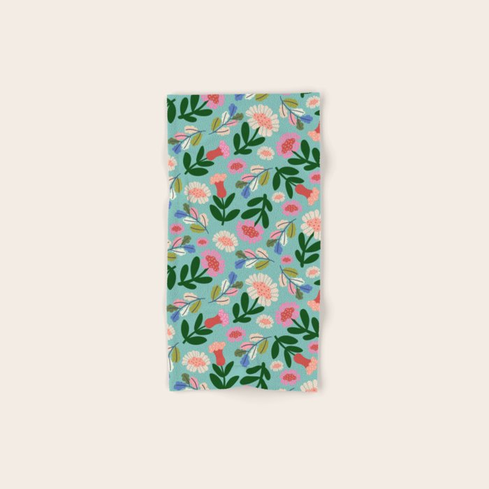 Super Bloom - Bright Floral Pattern Bath Towel Gallery Image 1