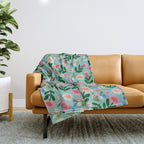 Super Bloom - Bright Floral Pattern Throw Blanket Gallery Image 1