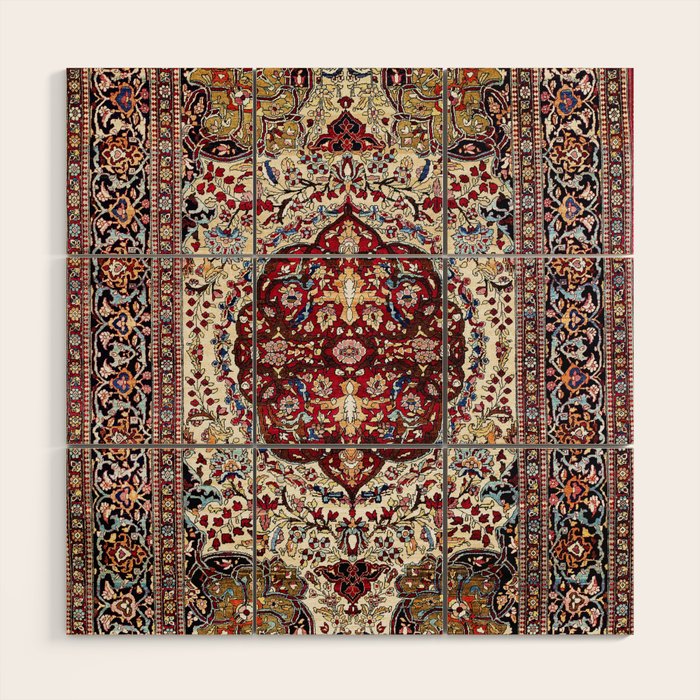 Tehran North Persian Carpet Print Wood Wall Art Gallery Image 1