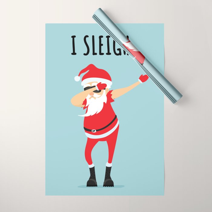 Dabbing Santa I Sleigh Wrapping Paper Gallery Image 1