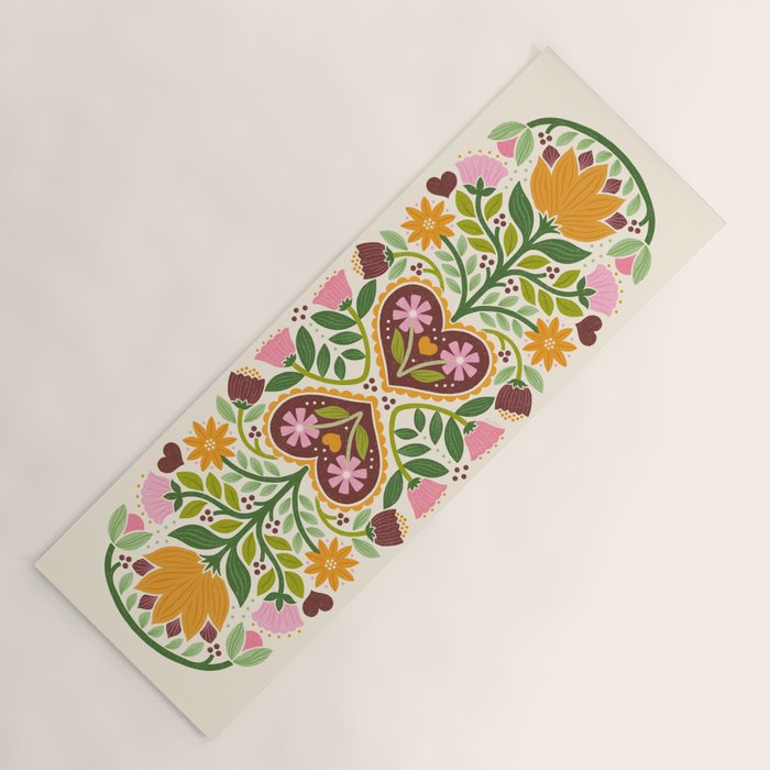 Let your Love Bloom Floral Folk Art Yoga Mat Gallery Image 1