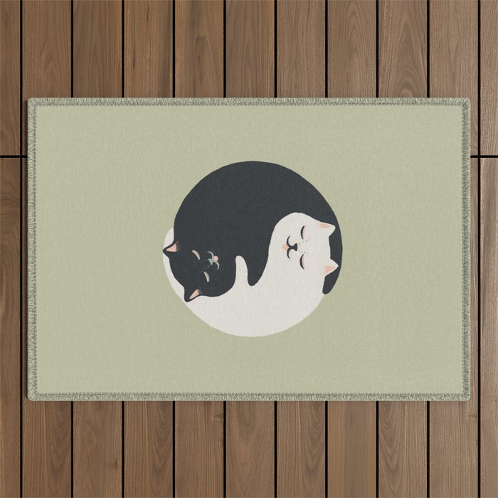 Hidden cat 26 yin yang hug Outdoor Rug Gallery Image 1