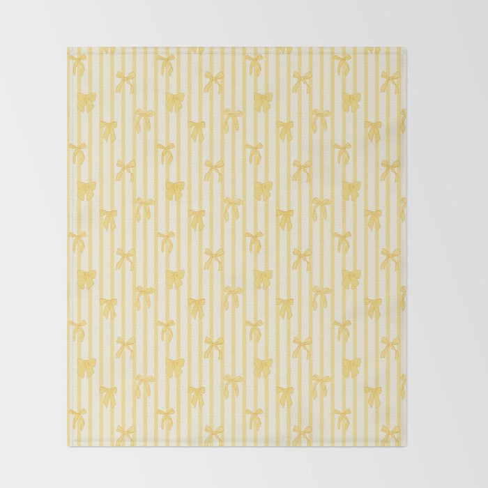 Charming Yellow Ribbon and Stripes  Throw Blanket Gallery Image 2