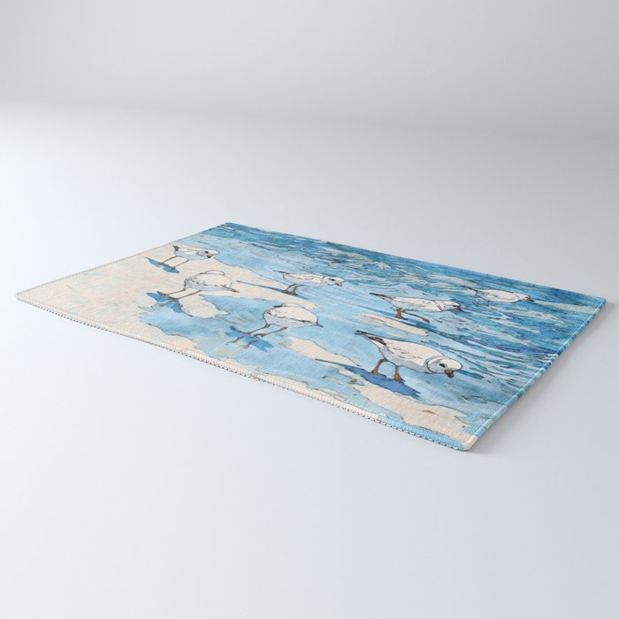 Piping Plovers in the Surf Watercolor Rug Gallery Image 3