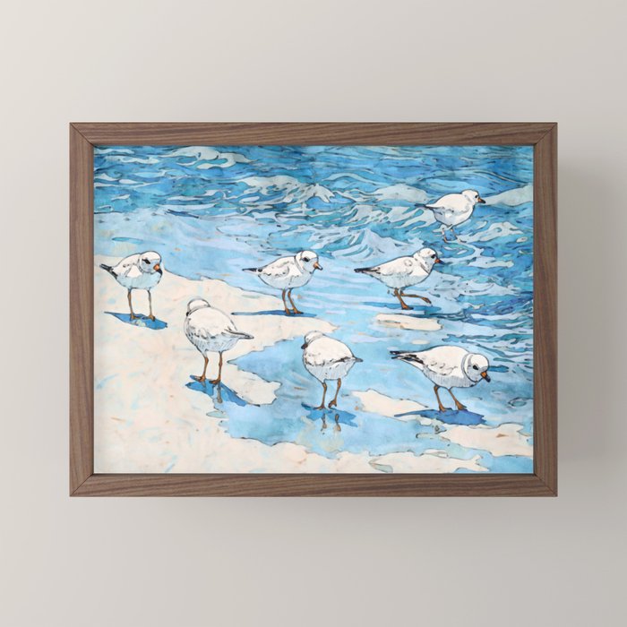 Piping Plovers in the Surf Watercolor Mini Art Print Gallery Image 2